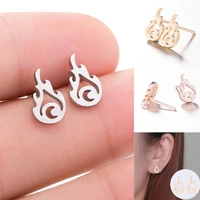 stainless steel irregular earrings wholesale small and simple fashion earring rose gold stainless steel flame stud earrings