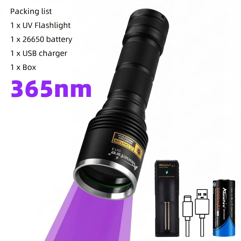 

AloneFire SV13 УФ фонарик 365 нм 20 Вт