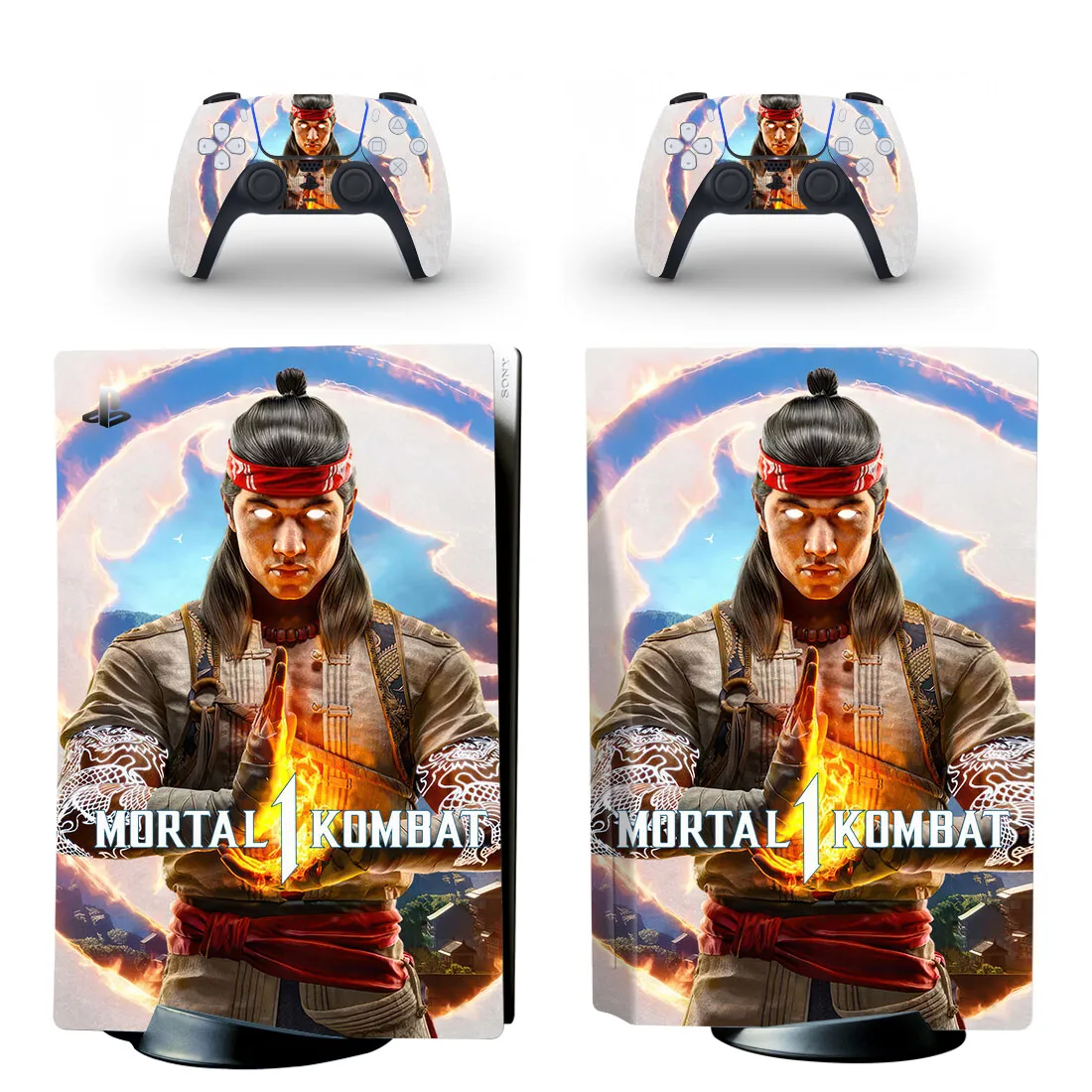Виниловая наклейка Mortal Kombat 1 PS5 для консоли и 2 контроллера