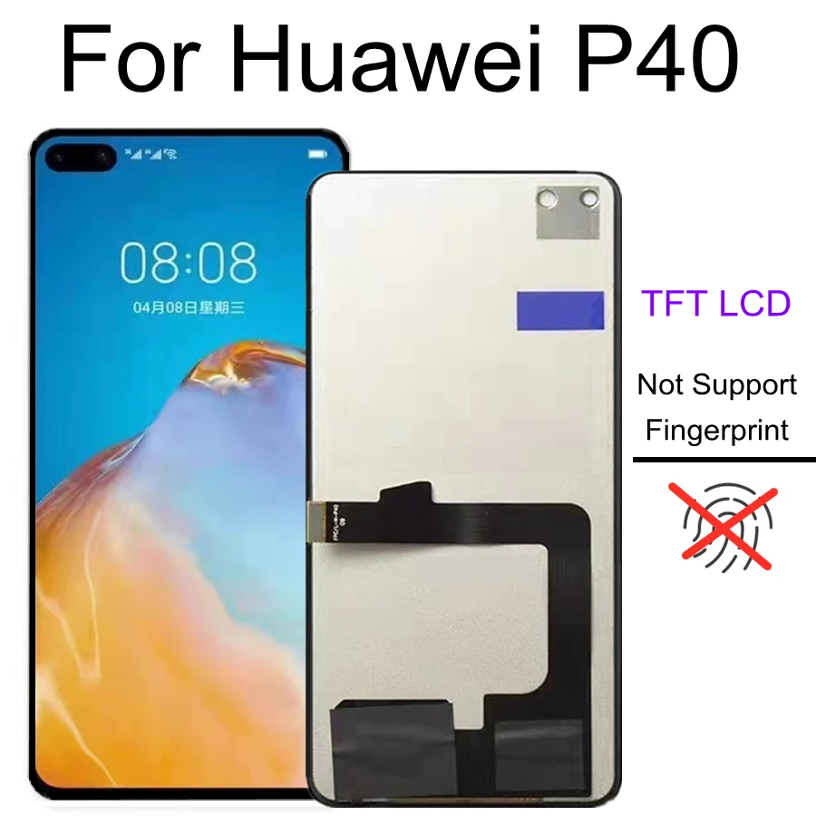 

ЖК-дисплей 6,1 "TFT для Huawei P40, ЖК-дисплей, сенсорный экран, дигитайзер в сборе, замена телефона