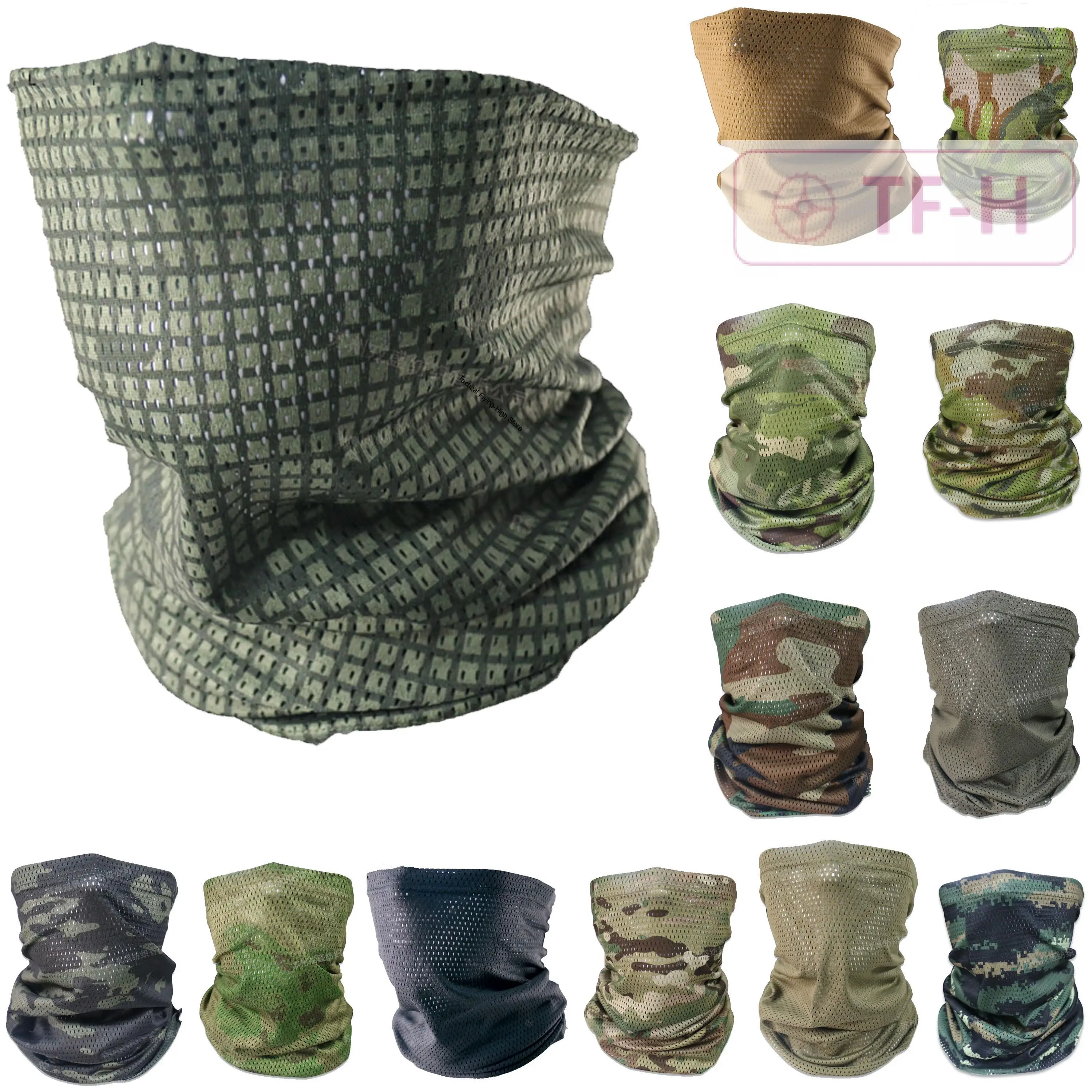 Камуфляжный сетчатый шарф на заказ маска для лица летняя сетчатая ткань тонкая