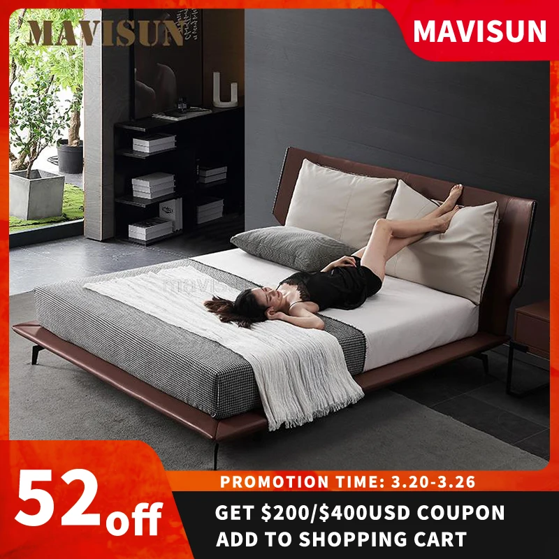 

Итальянская кровать, Современная двуспальная мягкая и удобная простая Высококачественная дизайнерская Минималистичная кровать длиной 2 м,...