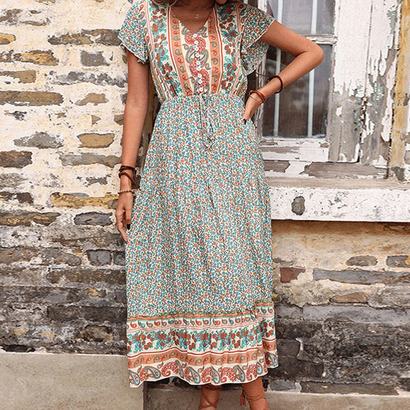 

Новинка 2023, длинная юбка, зеленое облегающее платье с принтом для женщин на лето