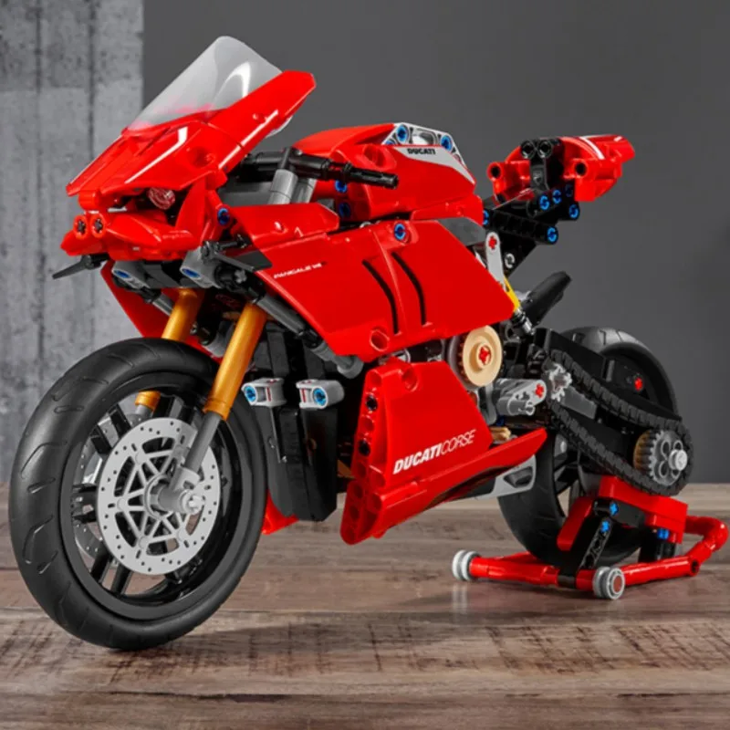 Фото Технологичный конструктор мотоцикла Ducati MOC 42107, модель локомотива, механическая сборная модель из кирпичиков, игрушка для детей, подарок 10272 №1