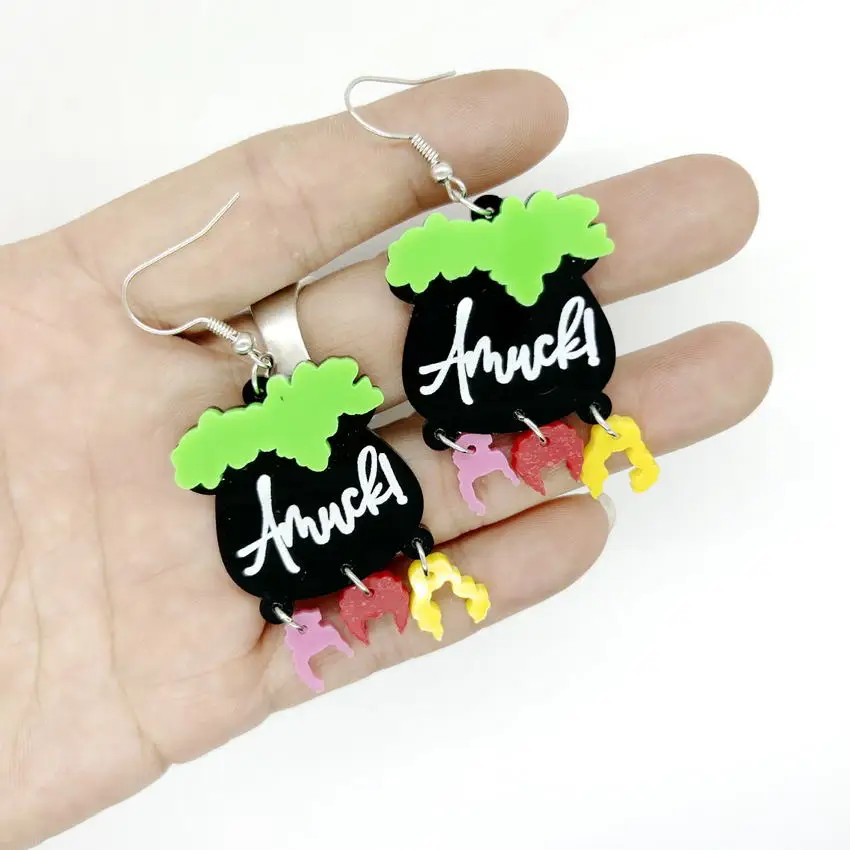 Различные милые акриловые серьги на Хэллоуин для женщин и девушек многослойные