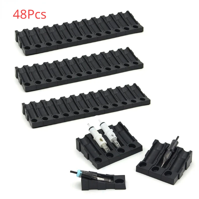 

48 Pcs Disposable Tattoos Cartridge Tray Needles Holder Stand Trays Tattoos Plate Microblading Tattos Accesories Tools Assembled