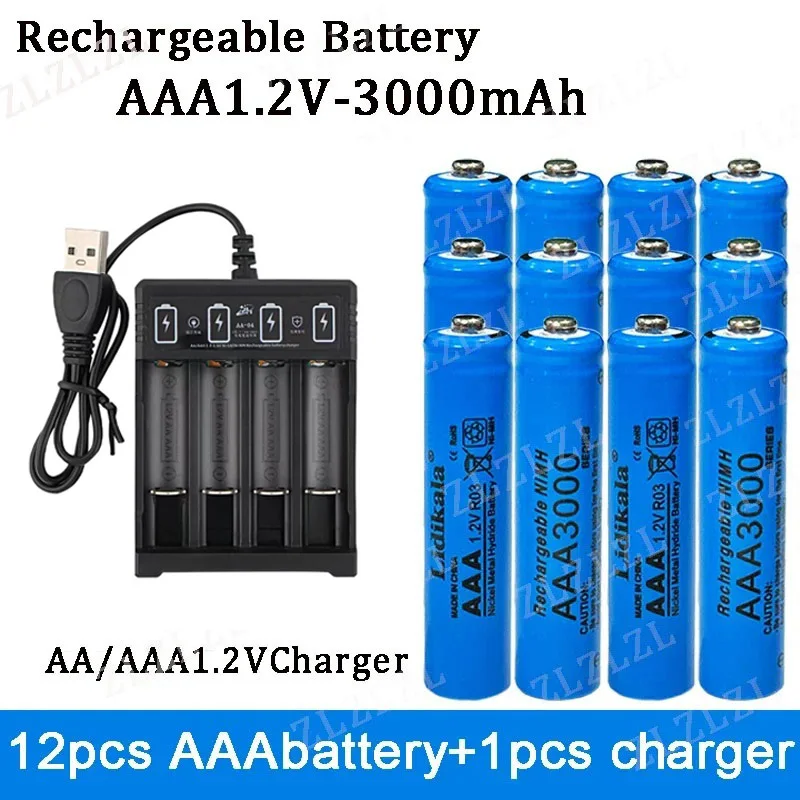 Новая аккумуляторная батарея 1 2 в AAA3000mAh + зарядное устройство щелочная