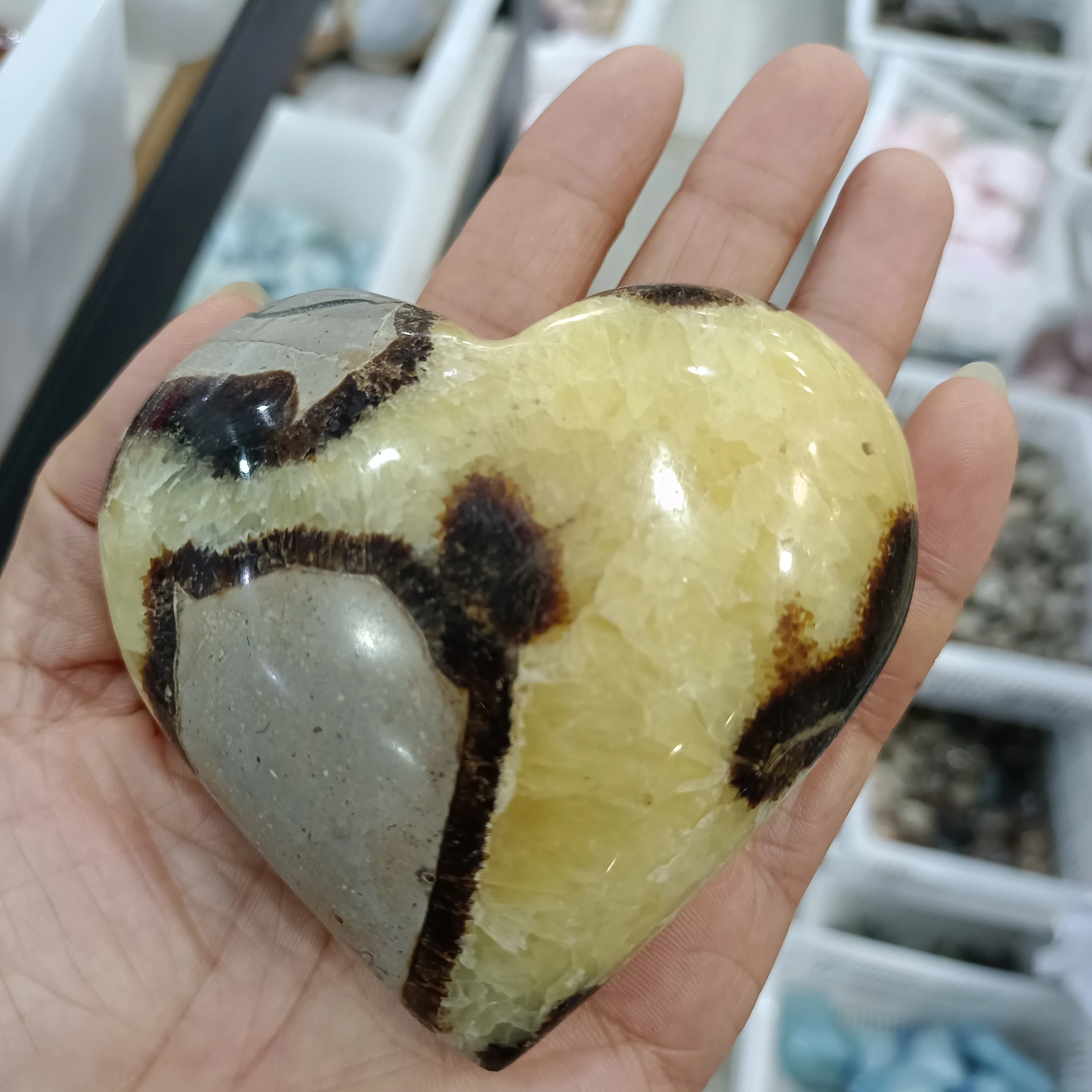 

Polished Dragon Turtle back Stone Cave Crystal Center from Madagascar