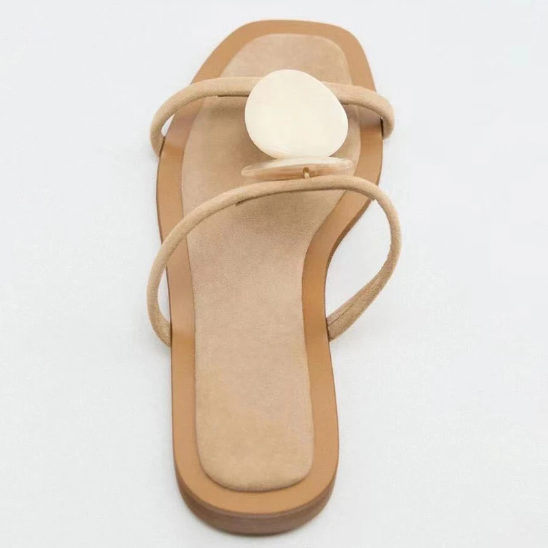 TRAF Women Flat Sandals Shoes For Women Designer Luxury Slippers Female Shoes Summer Flip flops Lady Slippers Leather Flat Shoes