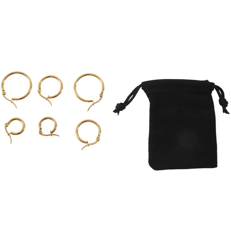 

Серьги-кольца Huggies женские золотистые, комплект из 9 пар из нержавеющей стали, 15 мм 20 мм 25 мм