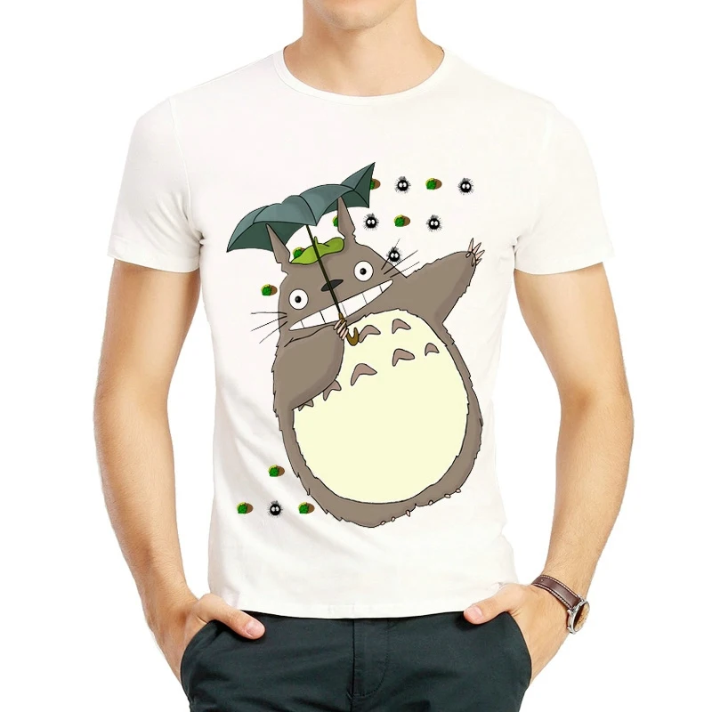

Anime Totoro T-shirt For Mens Women Classic Cartoon Print Short Sleeve White Color Top Tees Unisex Spring Clothes