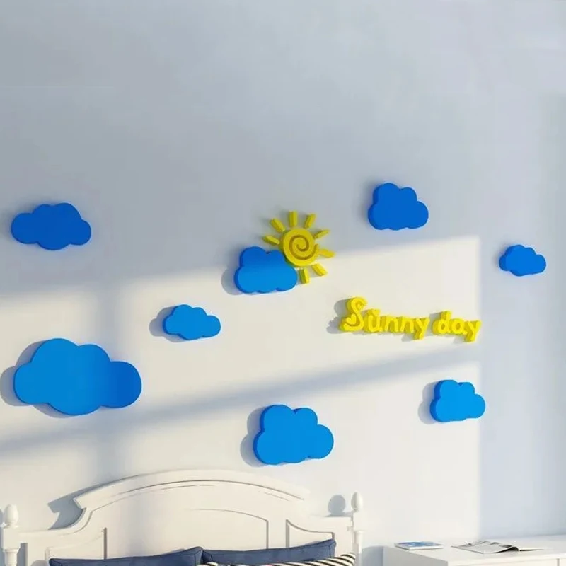

3D облако Трехмерные настенные наклейки детская комната настенное украшение настенные наклейки Девушка Спальня прикроватная фоновая накле...