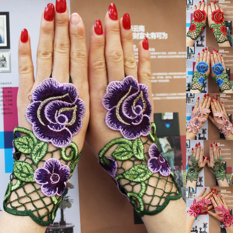 

Embroidery Chinese Ethnic Glove Flower Women Dance Gloves Folk Ethnic Embroidery Gloves Dance Party Thanksgiving Jewelry Gift