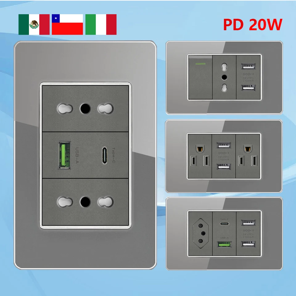 Быстрая зарядка USB Type-c двойная USB-розетка 20 Вт