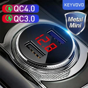 qc 3 0 metal dual usb phone car charger led digital display for iphone xiaomi samsung huawei quick charging voltage monitoring free global shipping