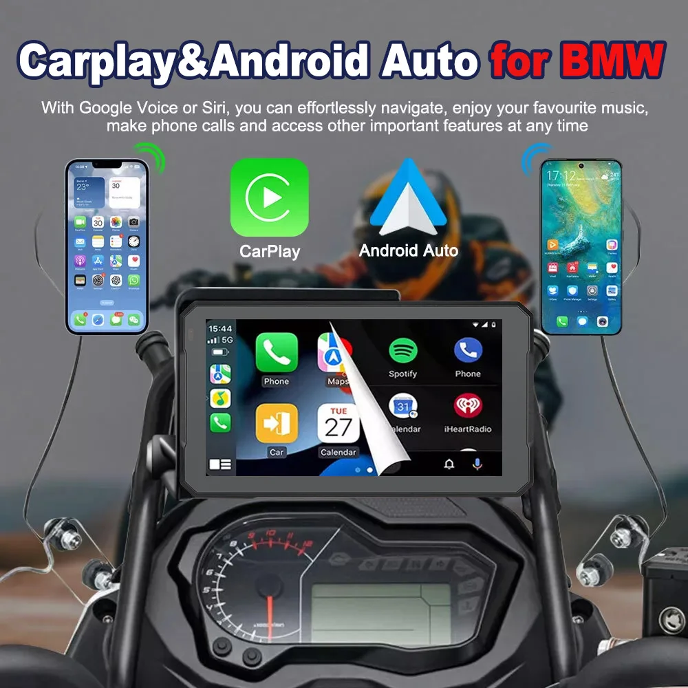

7 Inch for BMW Portable Gps Navigation Motorcycle Navigator Wireless CarPlay Android Auto With Bluetooth Ipx7 Waterproof HD IPS