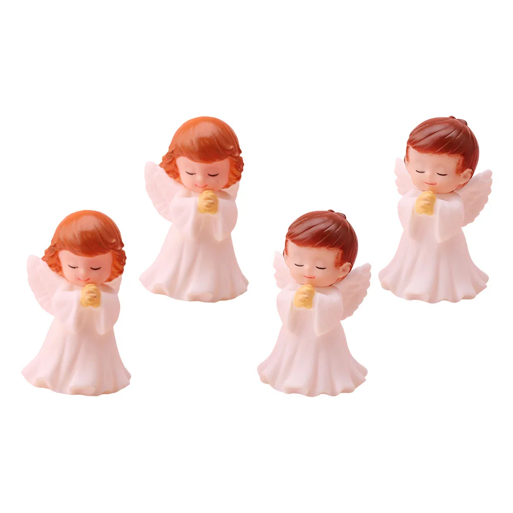 

4 Pcs Cherub Statue Praying Desktop Decor Little Decorative Baby Office Figurines Religious Gifts Cherubs Angels Statues