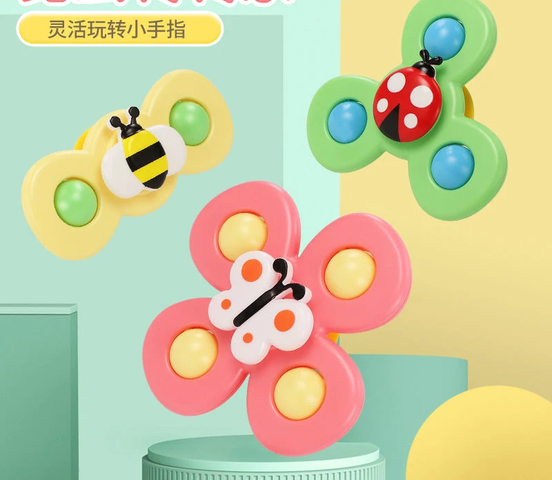 

Spinning Top Bath Toys for Children Cartoon Flower Fidget Gyro Spinner Kids Develop Educational Baby Rattle Toy for Kids