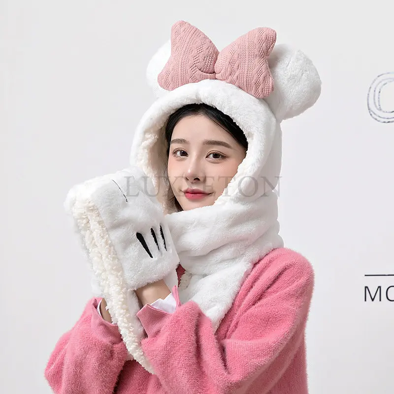 

Rabbit Ears Rabbit Fur Hat Women's Winter Hat Bike Winter Gloves Women's Winter Gloves Scarves Fur Hat Korean Hat for Girls