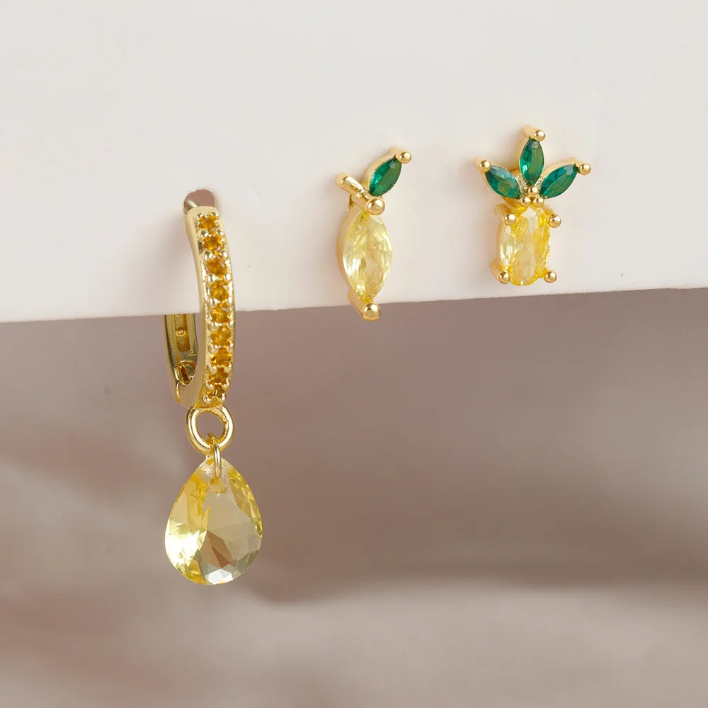 3 шт. геометрические капли цирконий французские серьги с пряжкой для ушей