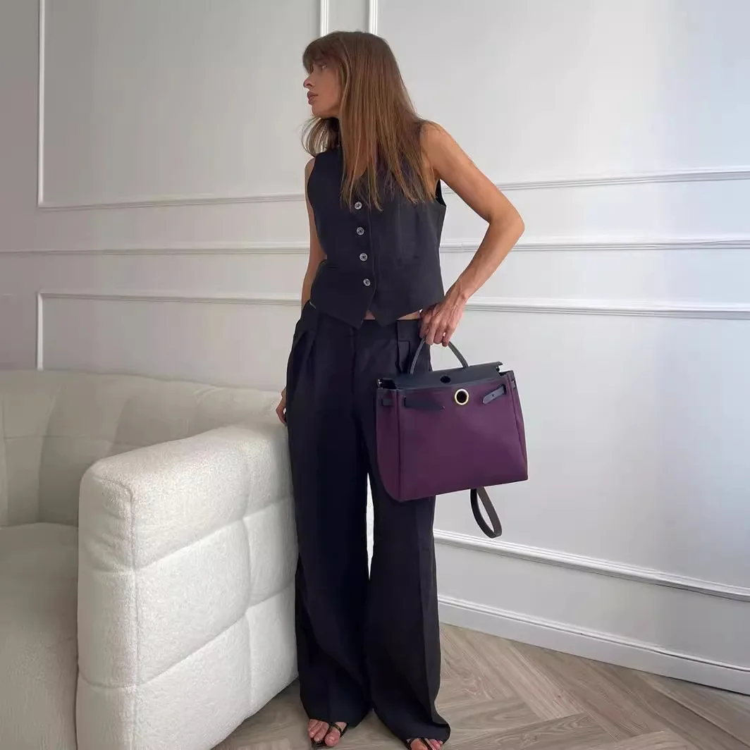 Женский комплект из жилета и брюк универсальный модный жилет без рукавов брюки с