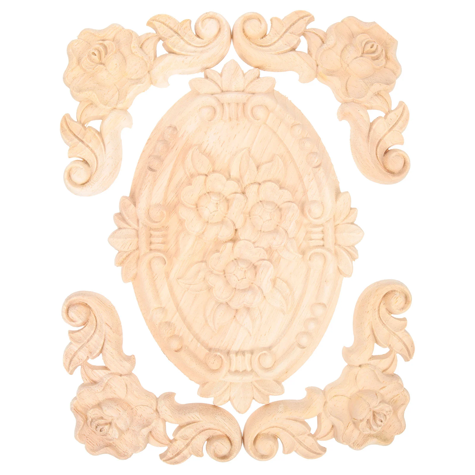 

5pcs Carving Unpainted Flower Frame Applique Applique Onlay Cabinet Decor Furniture Corner Decal