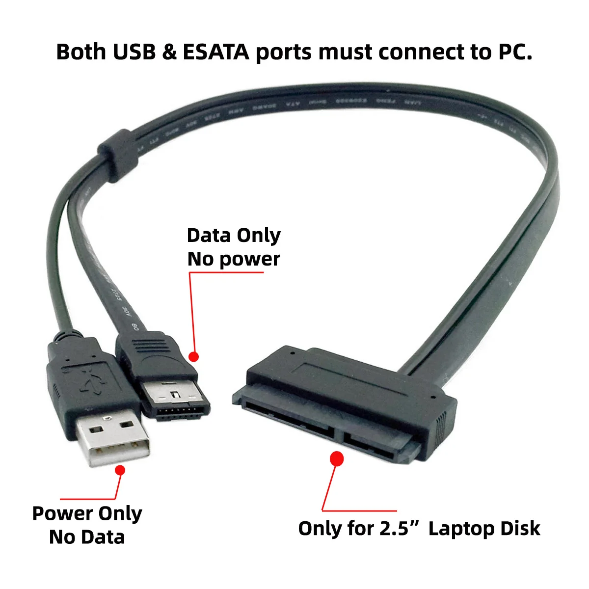 CY 50 см 2 5 дюймов жесткий диск SATA 22Pin к eSATA Дата-кабель с питанием от USB | Компьютеры и