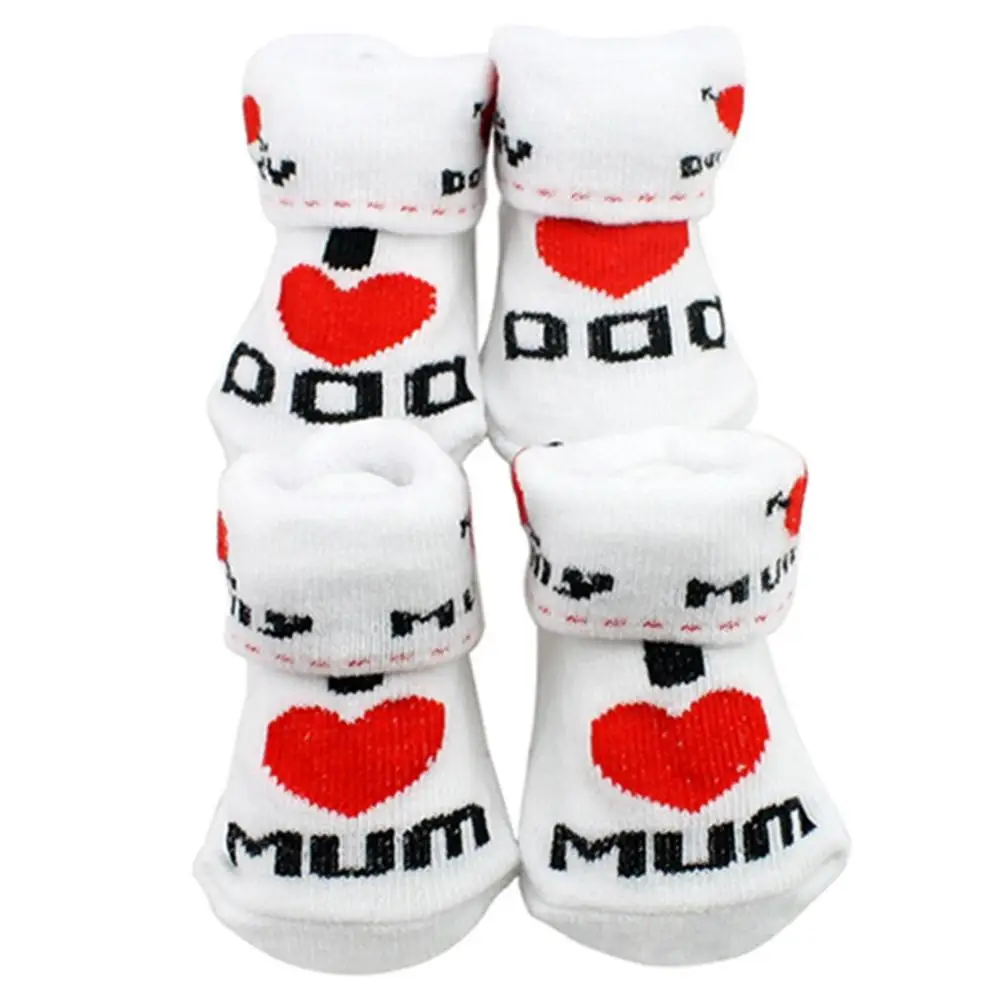 

Cute Cotton Socks Baby White I Love Mum/Dad 0-6 Months Newborn Infant Boys Girls
