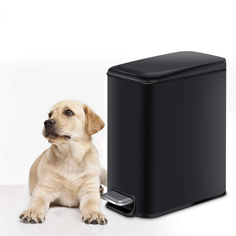 

Rectangular Stainless Steel Trash Can Mute Household Bathroom Bedroom Living Room Toilet Narrow Foot Pedal with Cover Creative