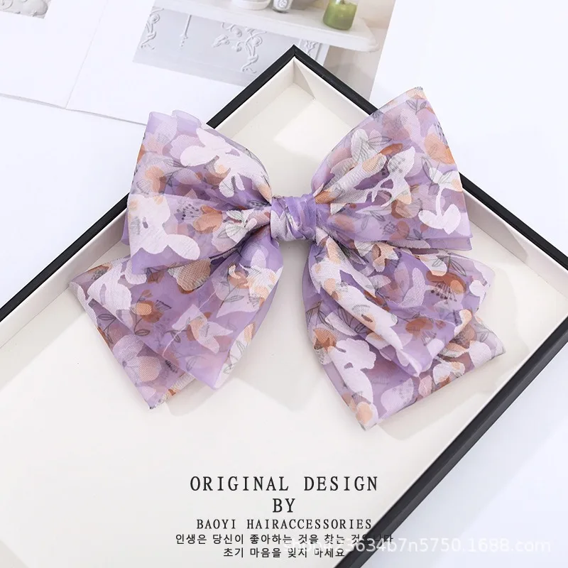 Винтажные большие банты для волос милые заколки атласные двухслойные с