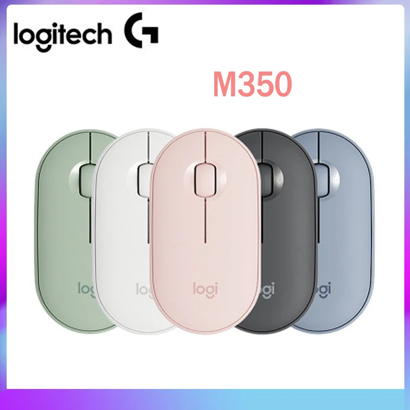 Мышь Logitech pebble m350 Беспроводная с поддержкой bluetooth, 1000 точек/дюйм, 2,4 ГГц