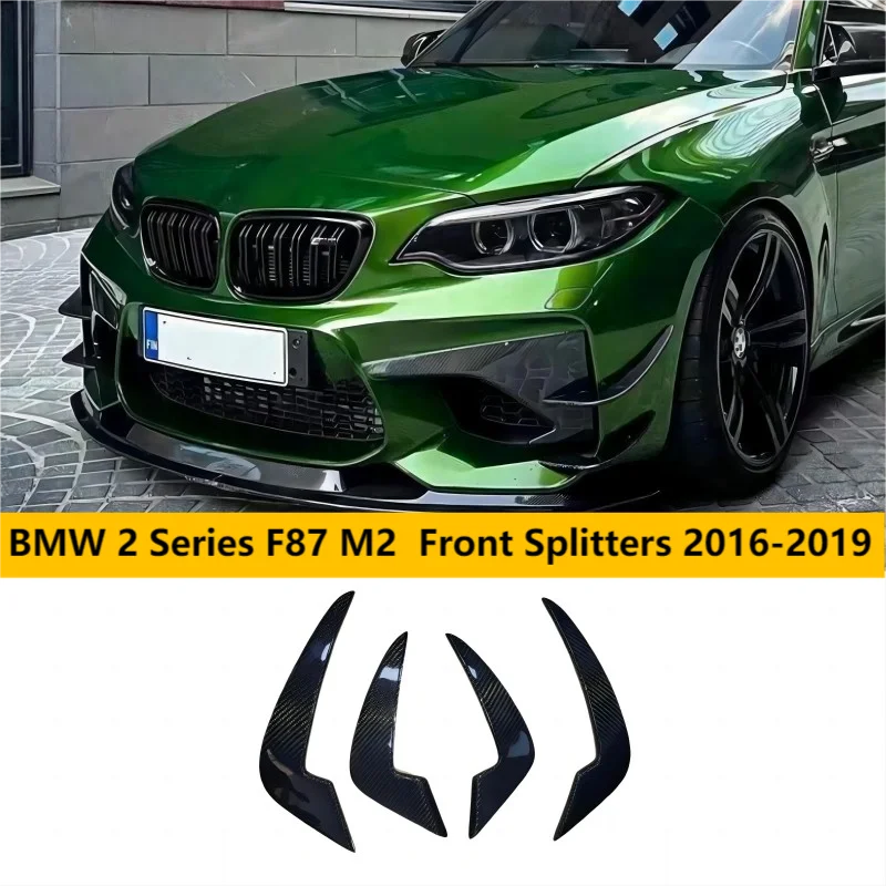 

4Pcs Carbon Fiber Front Bumper Side Canards Fin Flaps Trims Splitters for BMW 2 Series F87 M2 2016-2019 Car Styling