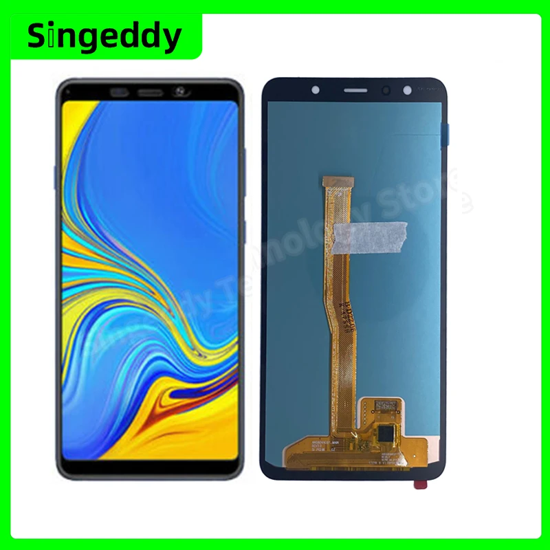 

ЖК-дисплей A750 для Samsung Galaxy A7 2018, сенсорный экран, дигитайзер, датчик в сборе, полная замена, SM-A750F A750F 6,7 дюйма