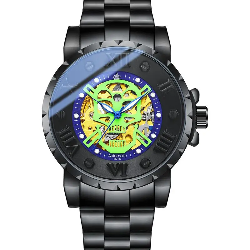 Новинка 2022 мужские Модные механические часы для отдыха с двойным отверстием