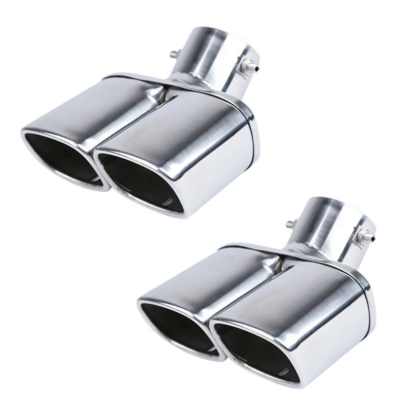 

2X Car Double Tube Mufflers Exhaust Pipe Decoration Outlet Tail Throat For Mitsubishi Outlander 2WD 2013-2018
