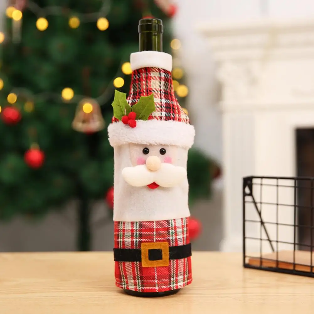 

Cute Dress Up Knit Exquisite Snowmen Champagne Bottle Cover Champagne Bottle Cover Wine Bottle Cover