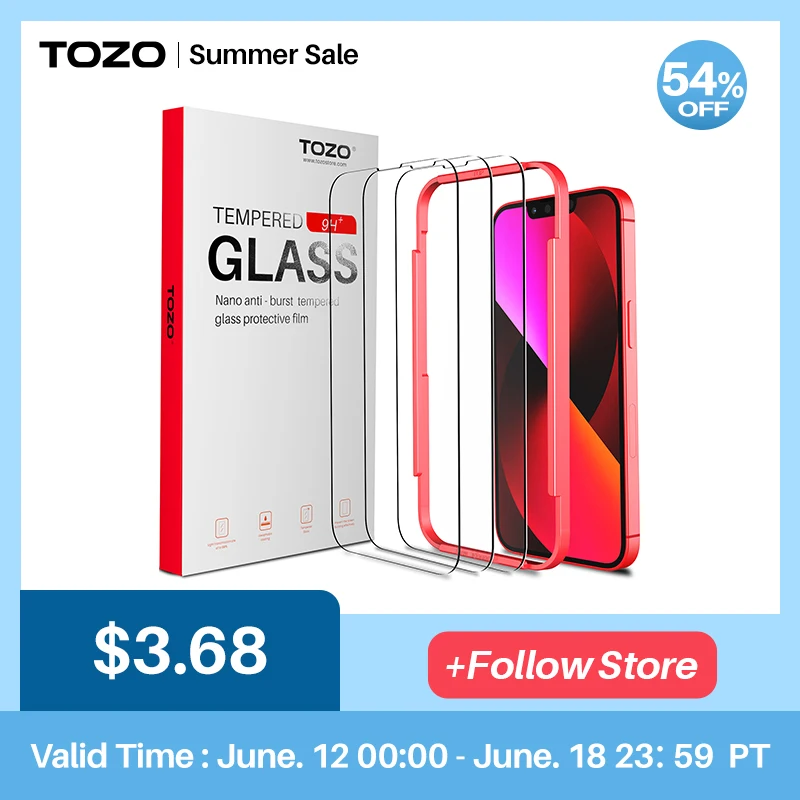 

TOZO Compatible for iPhone 13 Mini Screen Protector 5.4 inch 3 Pack Premium Tempered Glass 0.26mm 9H Hardness 2.5D Film Easy Ins