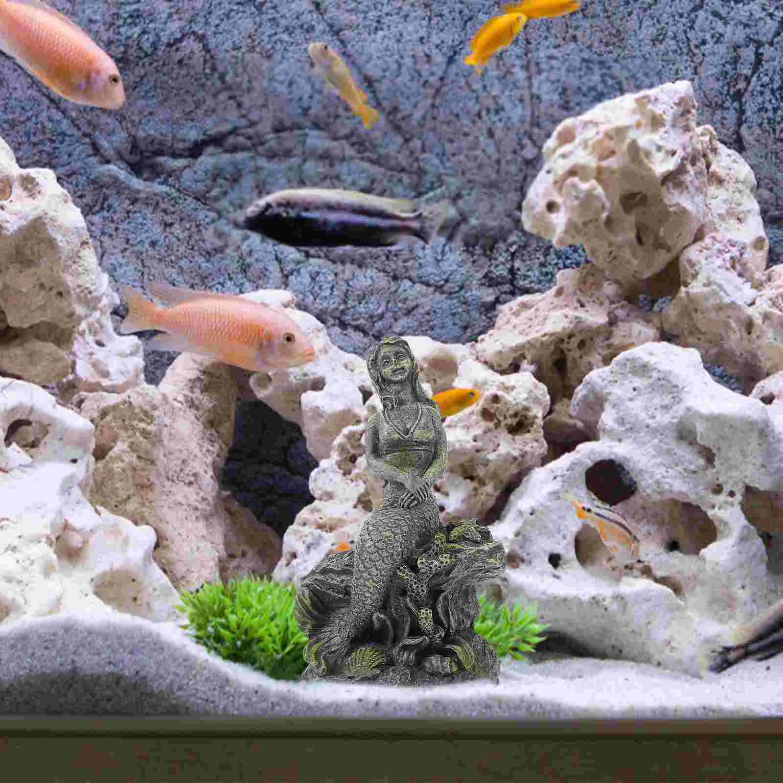 

Aquarium Decoration Small Mermaid Craft Desktop Figure Fish Tank Statue Home Resin Figurine Delicate Office