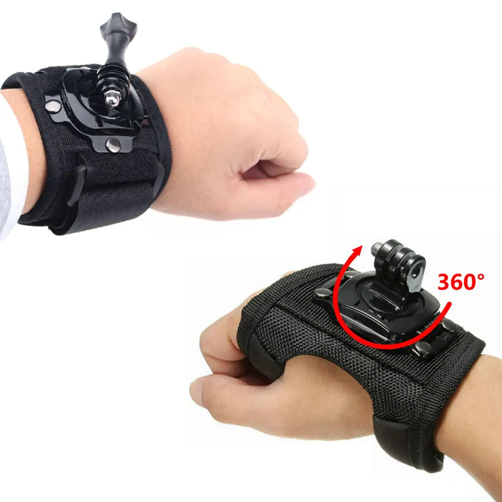360 Degrees Wrist Band Arm Strap Belt Tripod Mount for GoPro Hero11 10 9 8 Camera Fist Adapter Band Case for Go Pro Accessories