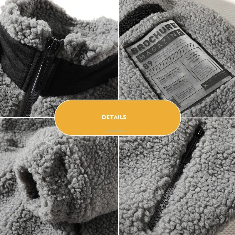 Couple Models Imitation Lamb Velvet Stand-up Collar Warm Jacket Autumn and Winter All-match Coat Mens Korean Fashion Clothes