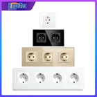 Bingoelec Европейская розетка 16 А электрическая розетка из Германии розетка с кристальной стеклянной панелью 228*86 мм Настенная розетка