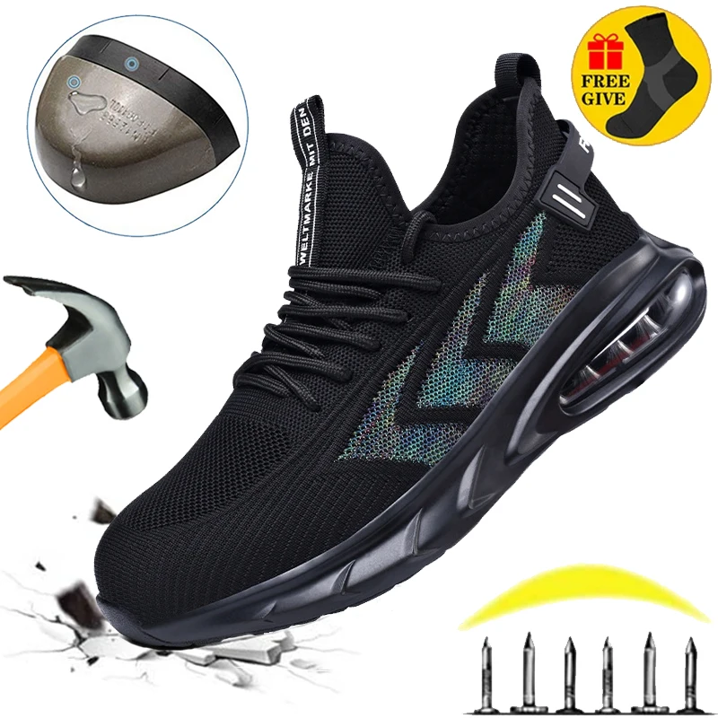 

2022 New Air Cushion Safety Shoes Men Women Sneakers Steel Toe Shoes Puncture-Proof Sport Work Shoes Indestructible Safety Boots