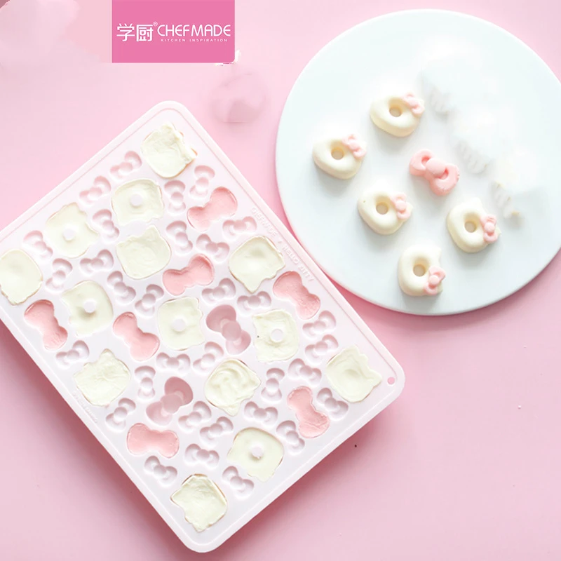 Pink Chocolate Mold Ice Tray Jelly Pudding Cake Cat Full Set of 3d Silicone Baking Accessories Tools |