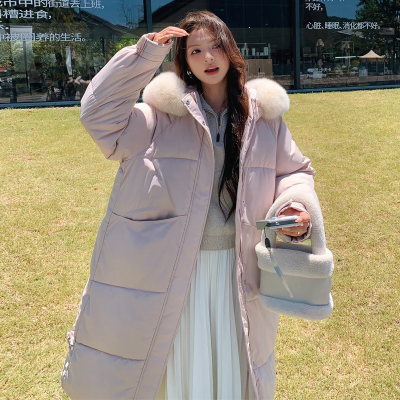 Новая женская парка одежда длинное пальто зимняя куртка 2024 Толстая теплая с