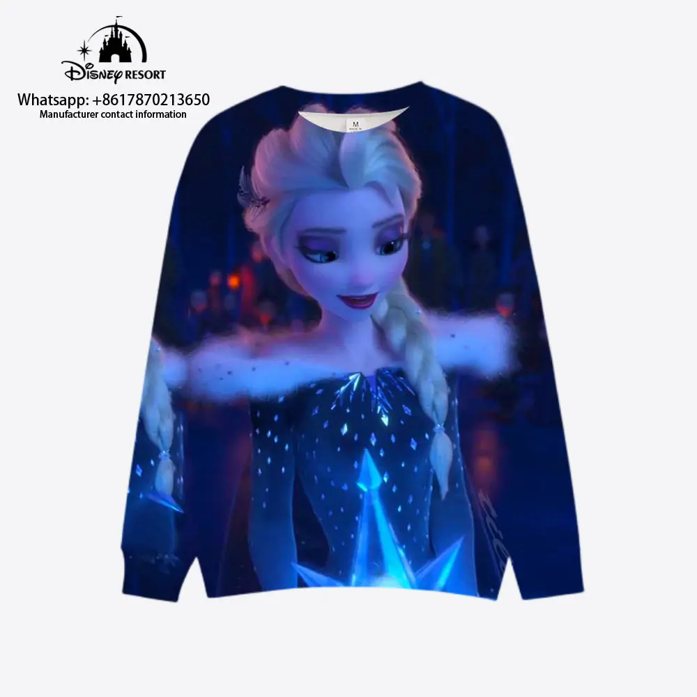

Fall New Boys Girls Kawaii Style Frozen Queen Elsa Disney Brand Round Neck Fashion Casual Kids Women's Long Sleeve Sweatshirts