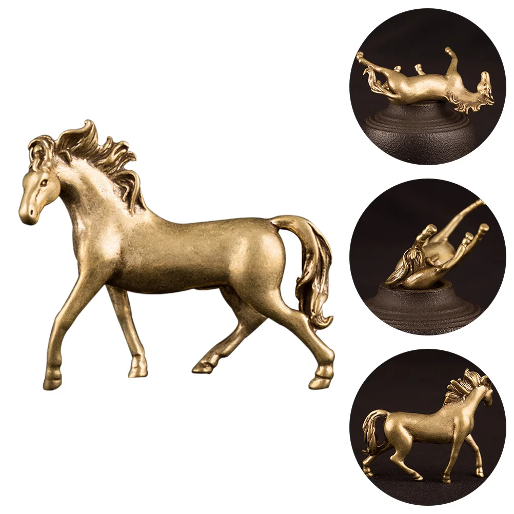 

Статуэтка из латуни в виде лошади, статуэтка животного, скульптура, китайские статуи, домашний орнамент, Зодиак, мини-подарок, медные животн...
