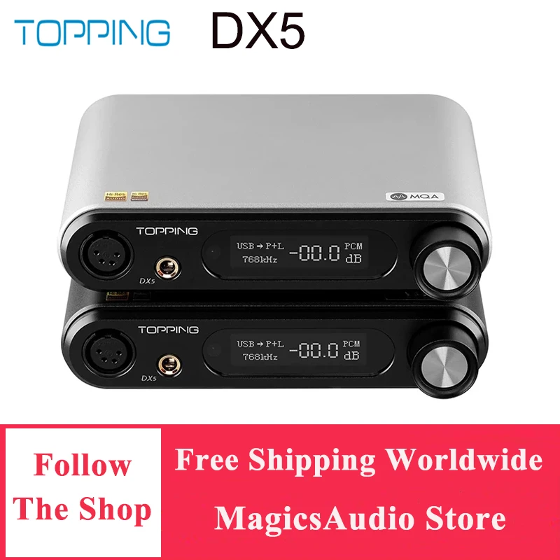 

Декодер TOPPING DX5 MQA ES9068AS * 2 DAC усилитель для наушников DSD512 и PCM768kHz LDAC/USB/оптический/коаксиальный вход XLR/RCA/выход 6,35 мм