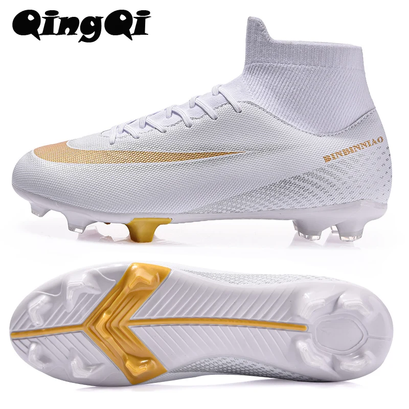 

QQ-3350 High Quality Soccer Shoes TF/FG Training Football Boots Ultra Light Non-Slip Turf Soccer Cleats Mens Chuteira Campo