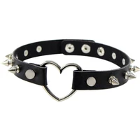 new punk gothic pu leather choker goth rivet heart buckle collar necklace women girls fashion party jewelry neck accessories