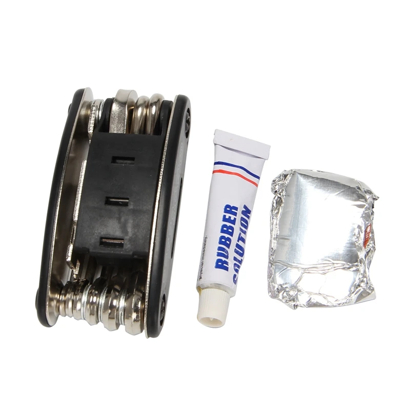 

Bike Repair Tool Kits - 16 in 1 Multifunction Bicycle Mechanic Fix Tools Set Bag with Tire Patch Levers black